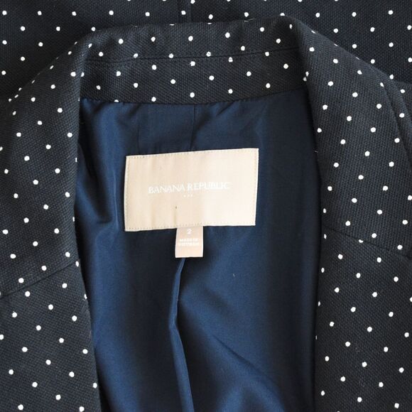 BANANA REPUBLIC Women's Single button Polka dot Blazer Black Size 2 - Picture 5 of 10